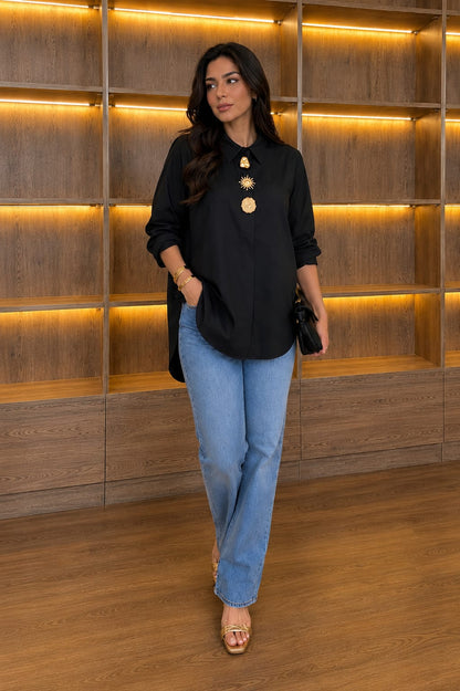 THE NOIR SIGNATURE EMBELLISHED POPLIN SHIRT