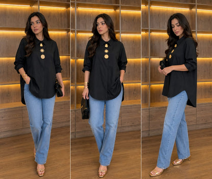 THE NOIR SIGNATURE EMBELLISHED POPLIN SHIRT