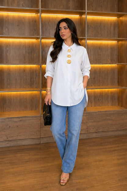 THE WHITE SIGNATURE EMBELLISHED POPLIN SHIRT