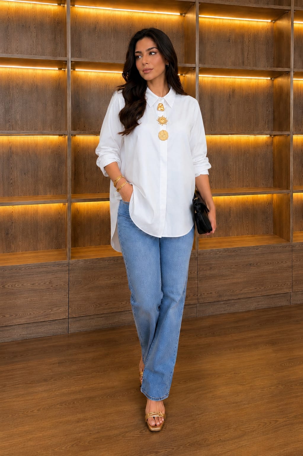 THE WHITE SIGNATURE EMBELLISHED POPLIN SHIRT