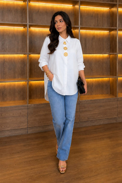 THE WHITE SIGNATURE EMBELLISHED POPLIN SHIRT