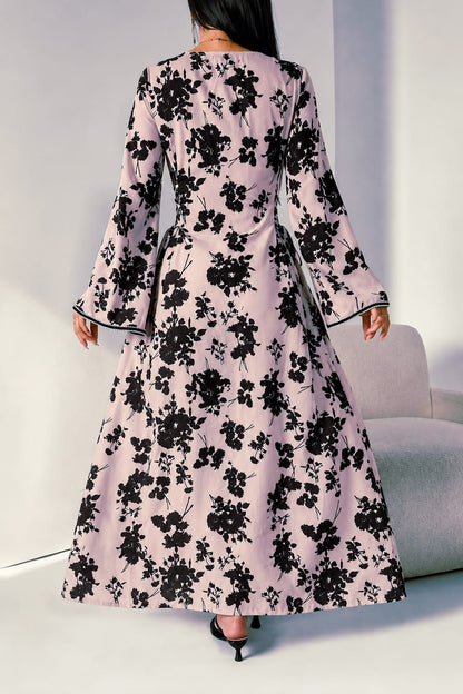 AL NAJMA PINK FLORAL KAFTAN DRESS