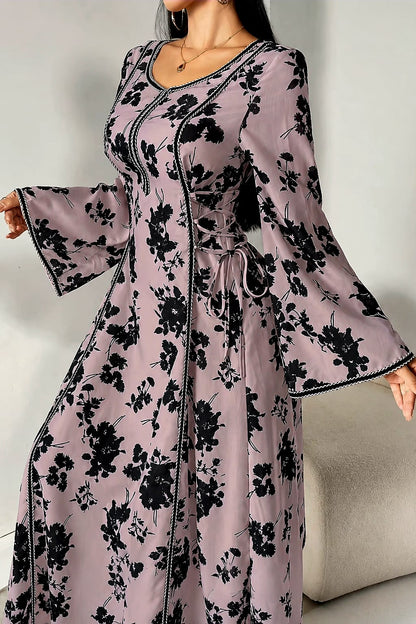 AL NAJMA PINK FLORAL KAFTAN DRESS