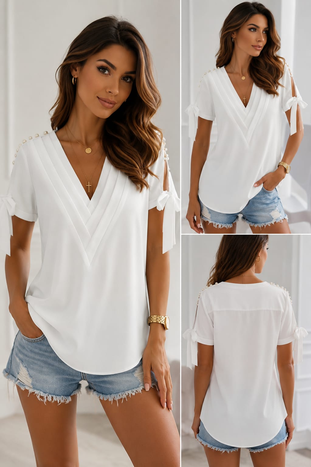 THE PEARL TIE-SLEEVE BLOUSE