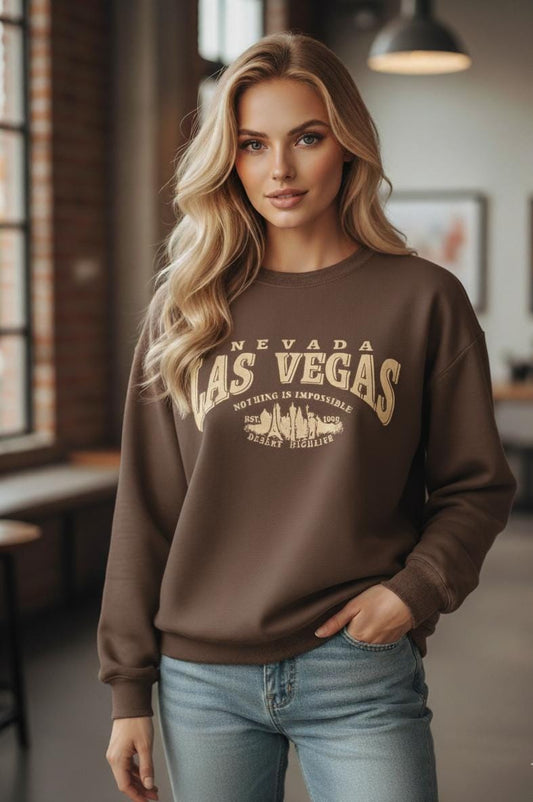 Groove Round Neck Printed Fleece Sweatshirt