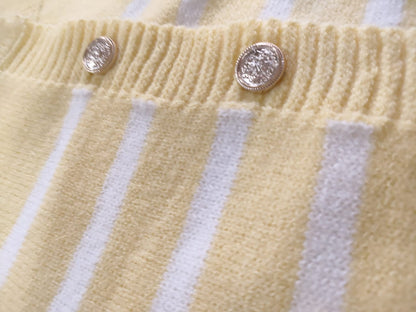 Turkish Striped Gold Button Cardigan