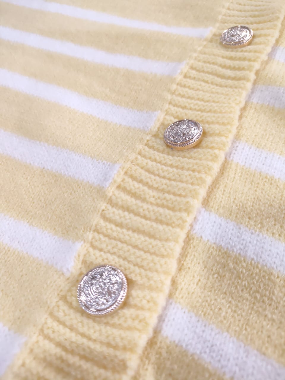 Turkish Striped Gold Button Cardigan