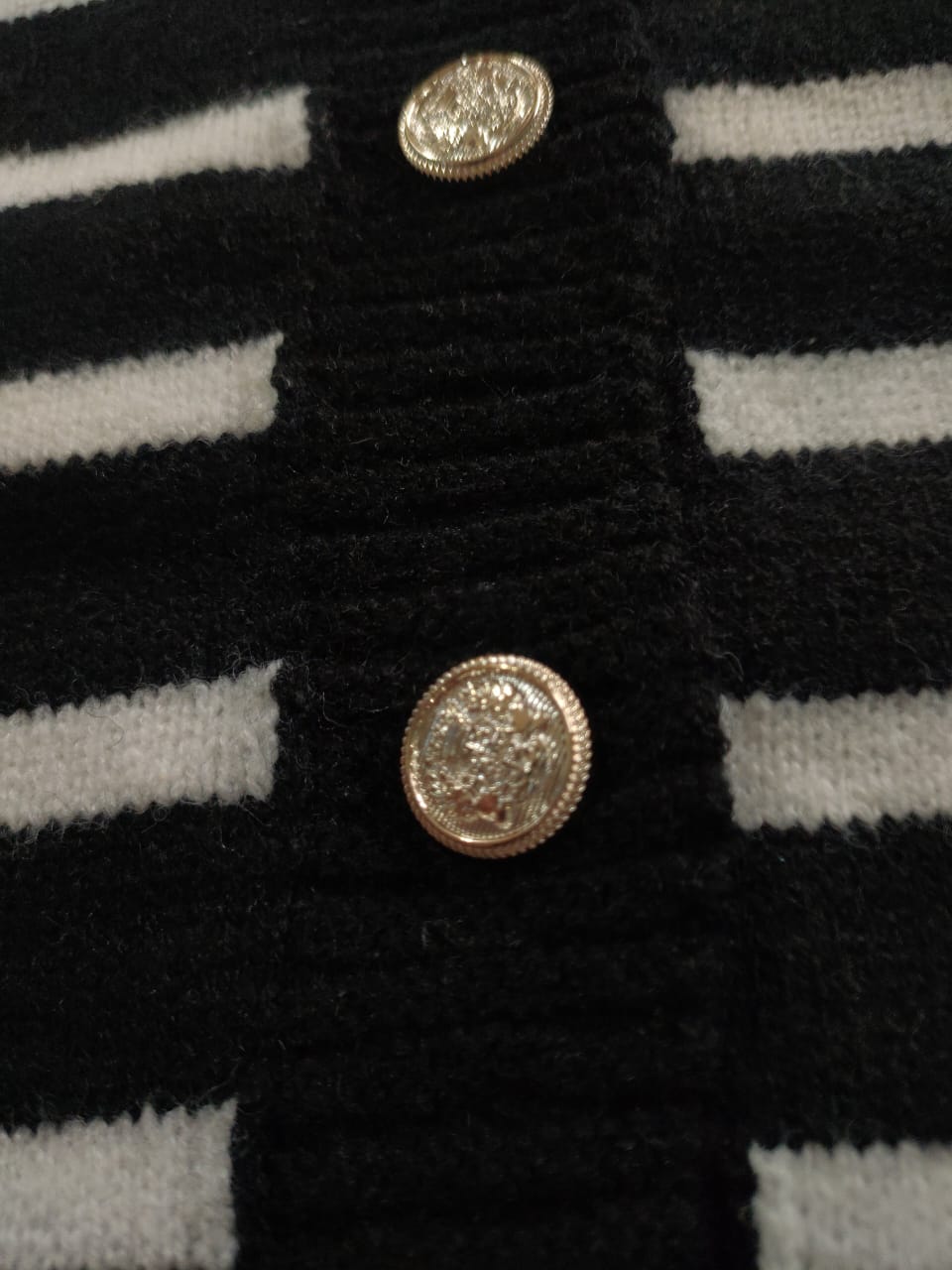 Turkish Striped Gold Button Cardigan