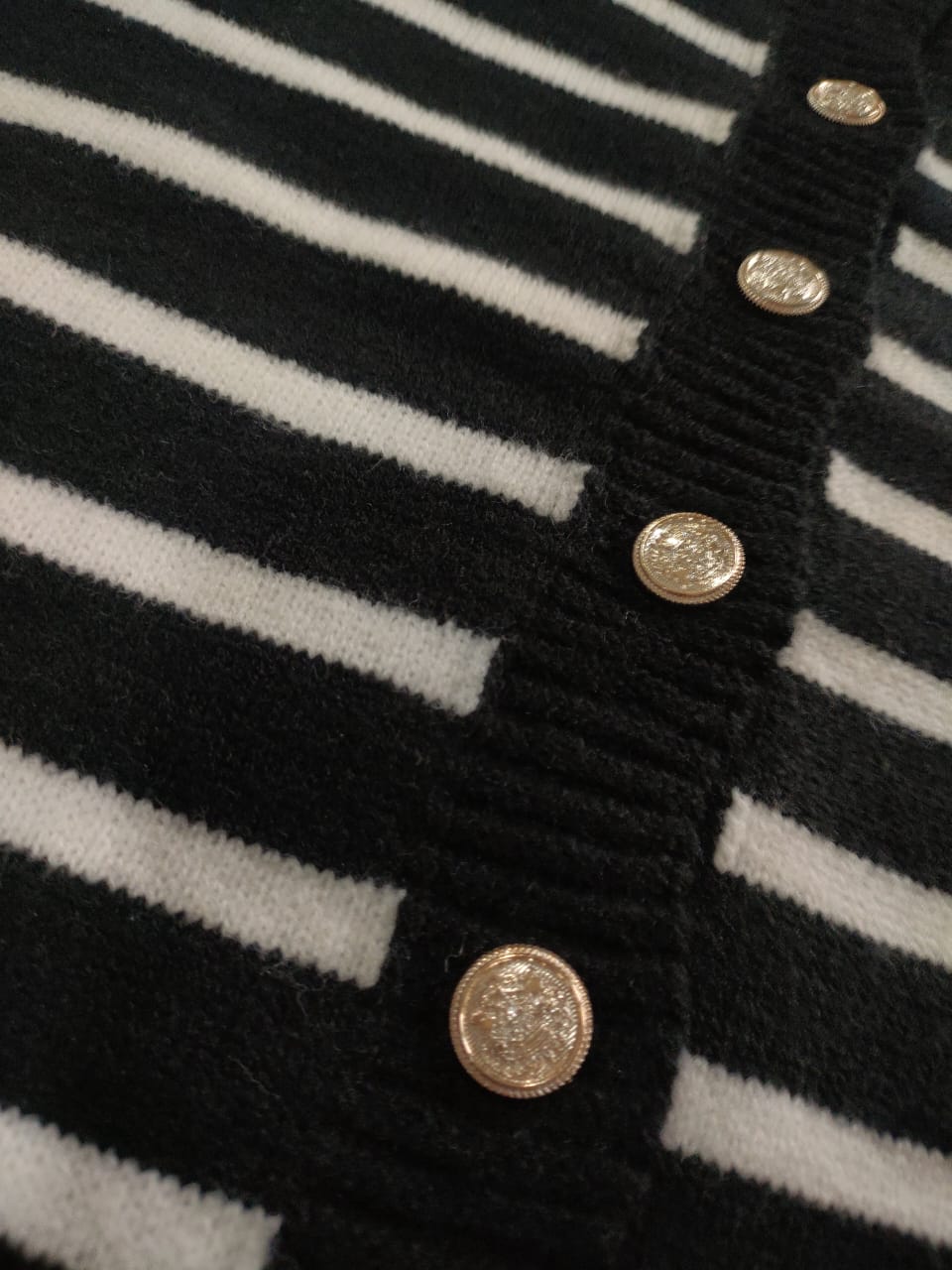 Turkish Striped Gold Button Cardigan