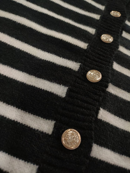 Turkish Striped Gold Button Cardigan