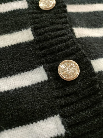 Turkish Striped Gold Button Cardigan
