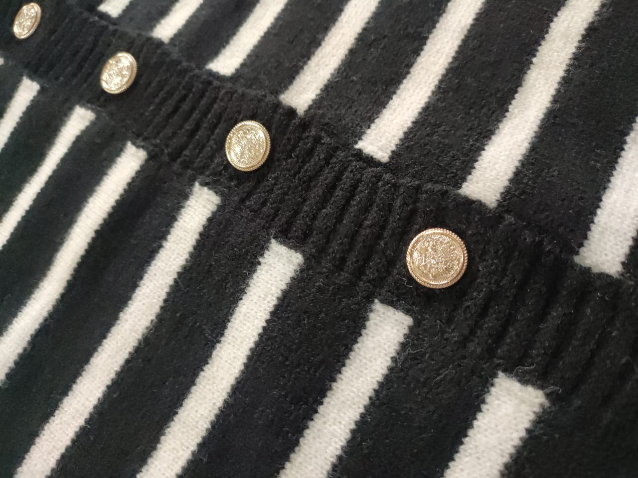 Turkish Striped Gold Button Cardigan