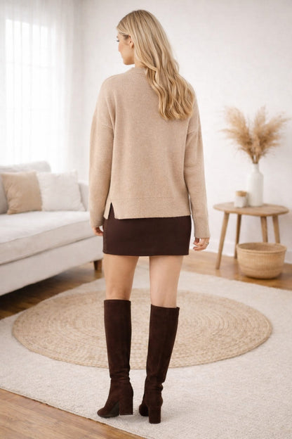 Relaxed Side Slit Knit Sweater