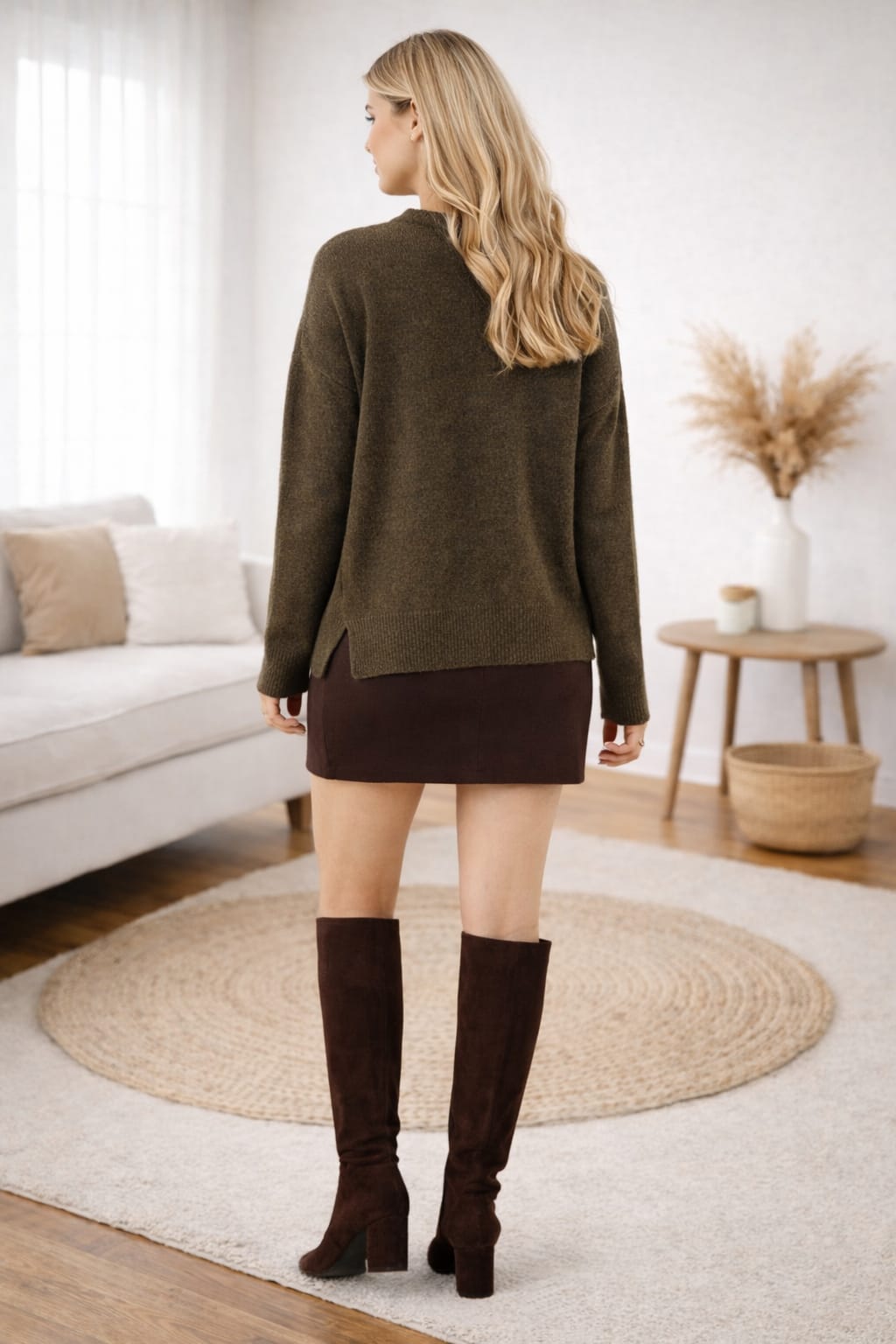 Relaxed Side Slit Knit Sweater