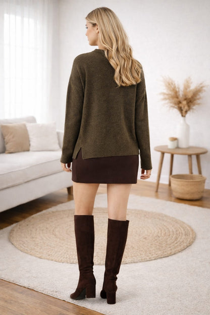 Relaxed Side Slit Knit Sweater