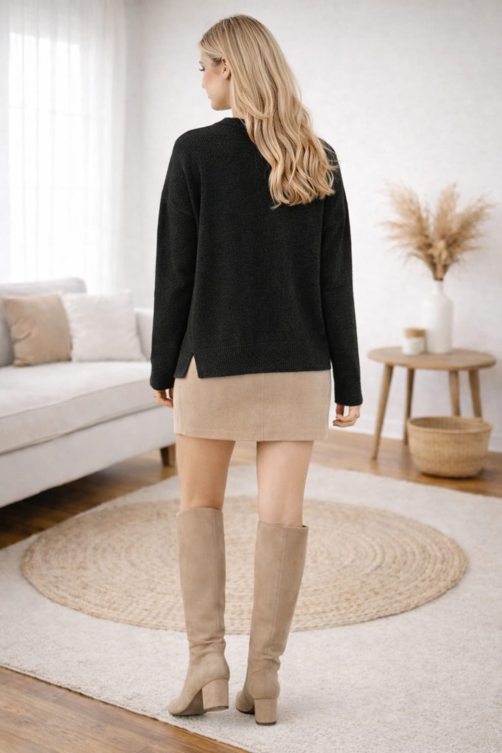 Relaxed Side Slit Knit Sweater
