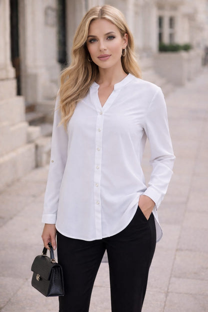 Classic Turkish Soft-Touch Long Blouse - White