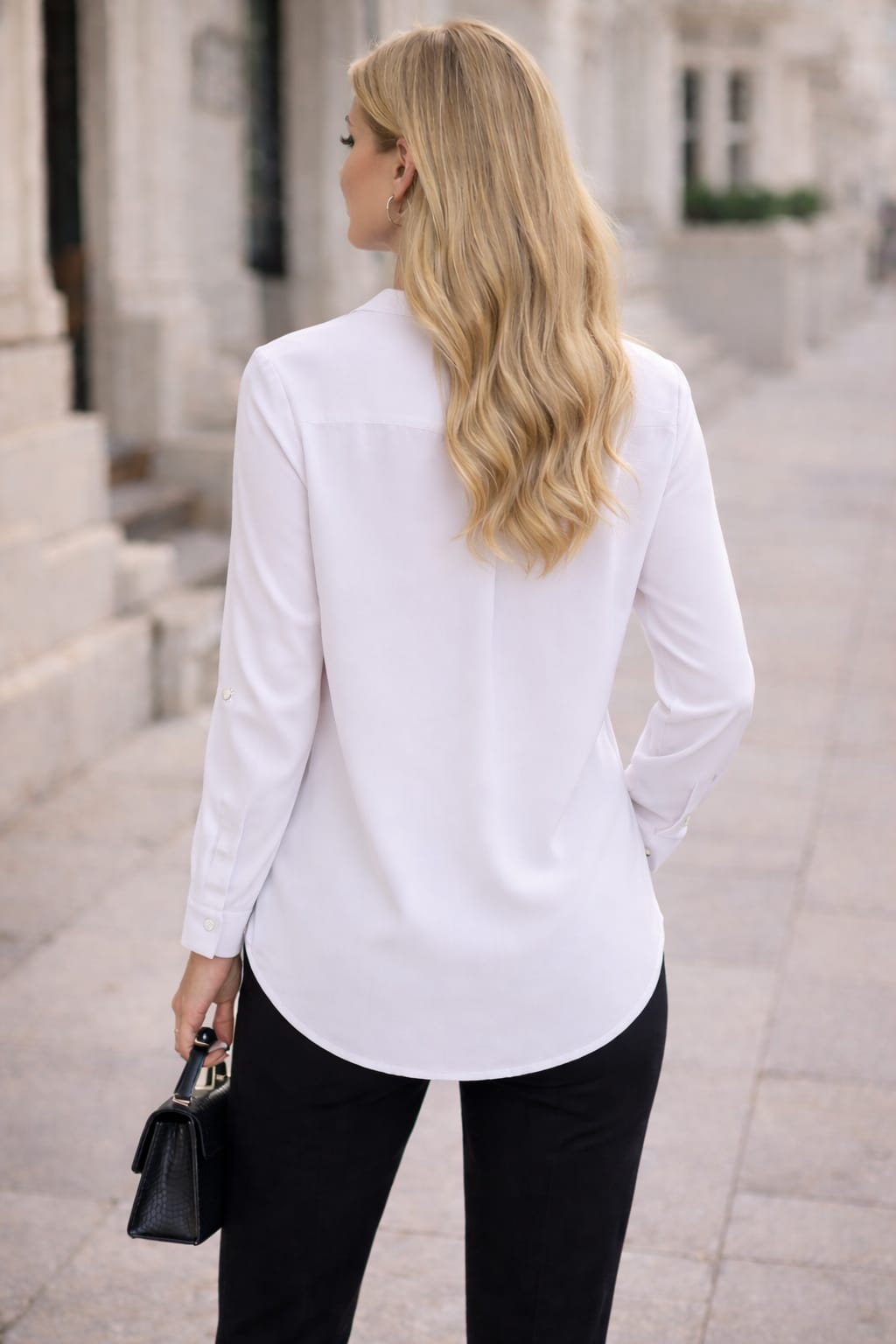 Classic Turkish Soft-Touch Long Blouse - White