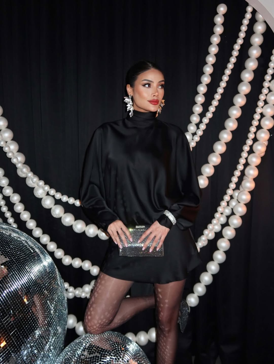 The Royal High-Neck Satin Mini Dress