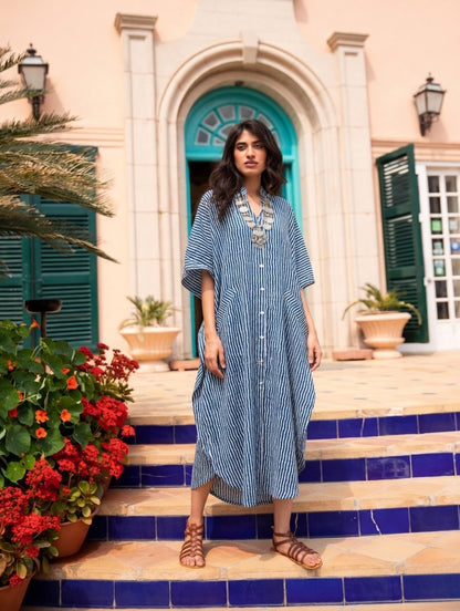 SHEIN INDIGO STRIPES SHIRT DRESS