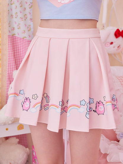 ROMWE SKIRT Graphic Print Pleated