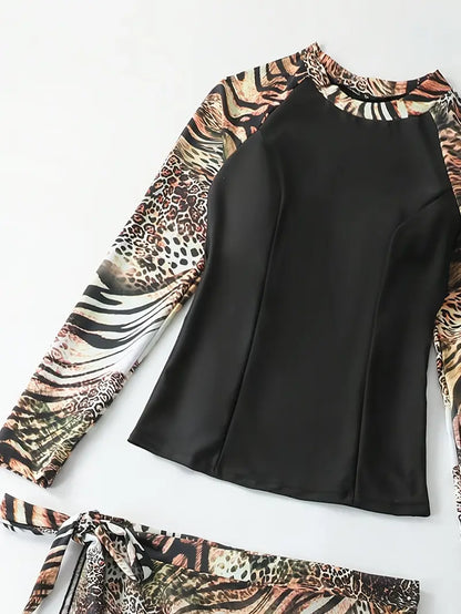 SHEIN Leopard‑Print Full‑Coverage Burkini with Hijab