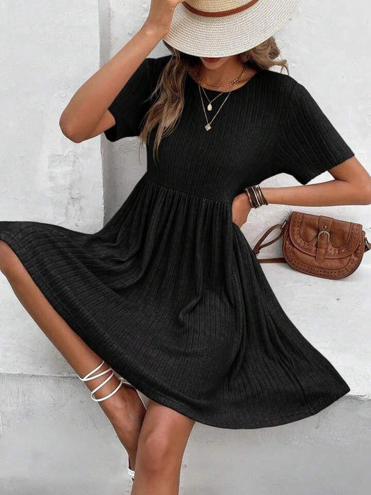 SHEIN Solid Ribbed Knit Dress - ZEBrand