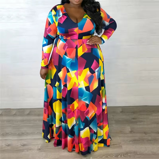 SHEIN Elegant V-Neck Long Sleeve Maxi Dress
