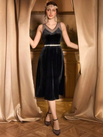 Vintamour - Gatsby Metallic Velvet Evening Dress