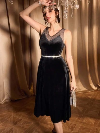 Vintamour - Gatsby Metallic Velvet Evening Dress