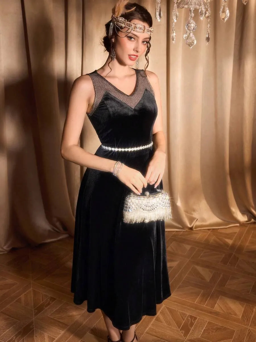 Vintamour - Gatsby Metallic Velvet Evening Dress