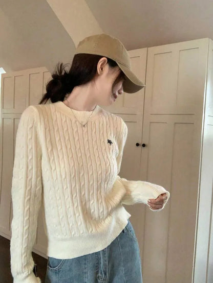 SHEIN Trends Elegant Textured Crew Neck Knit Sweater