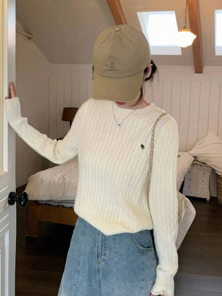 SHEIN Trends Elegant Textured Crew Neck Knit Sweater