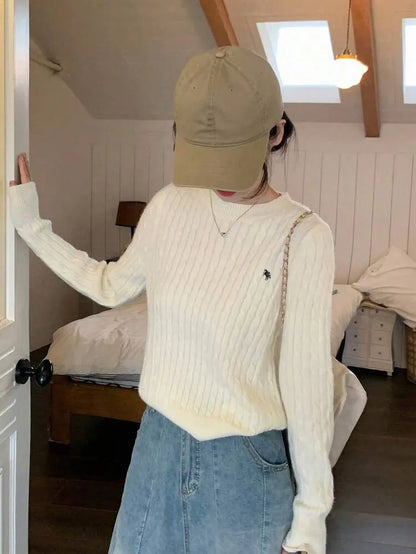 SHEIN Trends Elegant Textured Crew Neck Knit Sweater