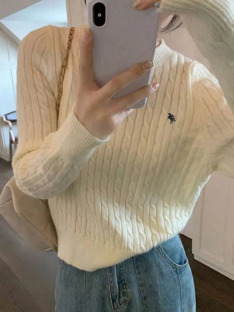 SHEIN Trends Elegant Textured Crew Neck Knit Sweater
