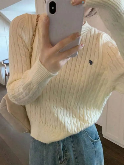 SHEIN Trends Elegant Textured Crew Neck Knit Sweater