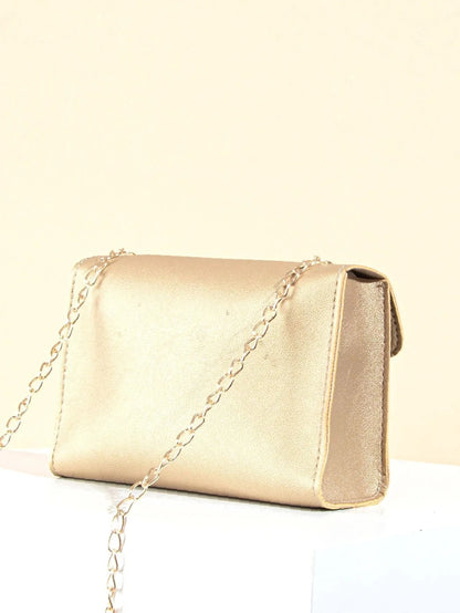 SHEIN Metallic Twist Lock Flap Chain Bag