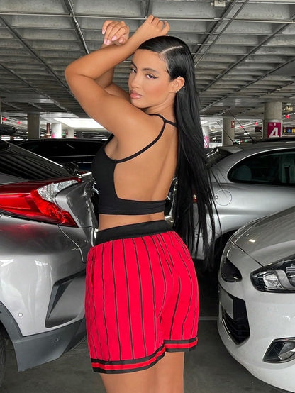 Shein Striped Graphic Shorts