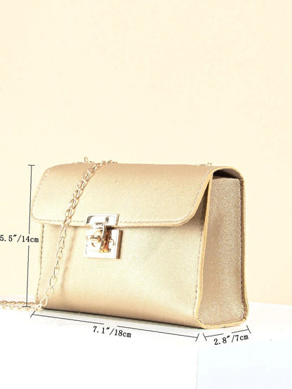 SHEIN Metallic Twist Lock Flap Chain Bag