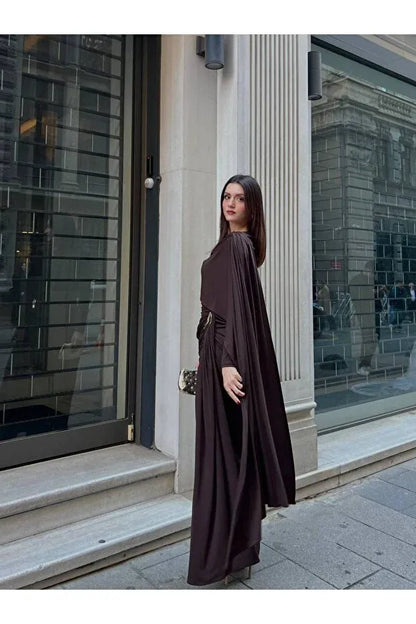 THE CHOCOLATE ROYALE DRAPED LYCRA GOWN