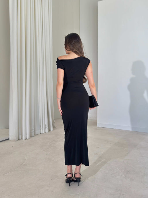 THE ROYAL PLEATED MAXI GOWN - Black