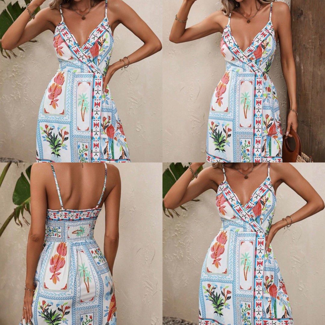 Shein Tropical Wrap Dress