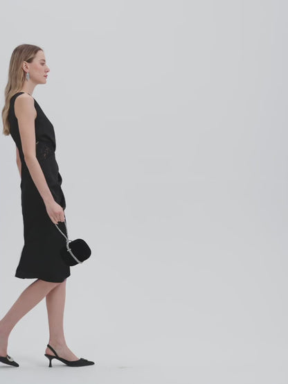 SHEIN MOTF Premium Asymmetrical Shoulder Midi Dress