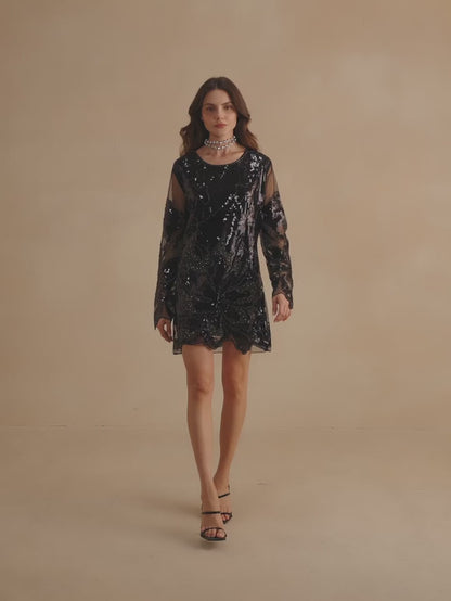 The Anewsta Midnight Beaded Mini Dress