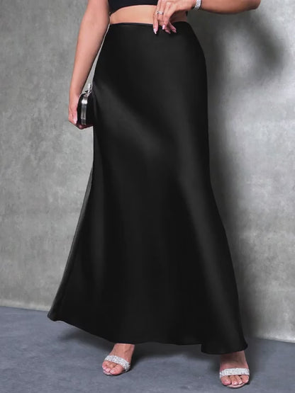THE ELEGANT HIGH-WAIST SATIN MAXI SKIRT