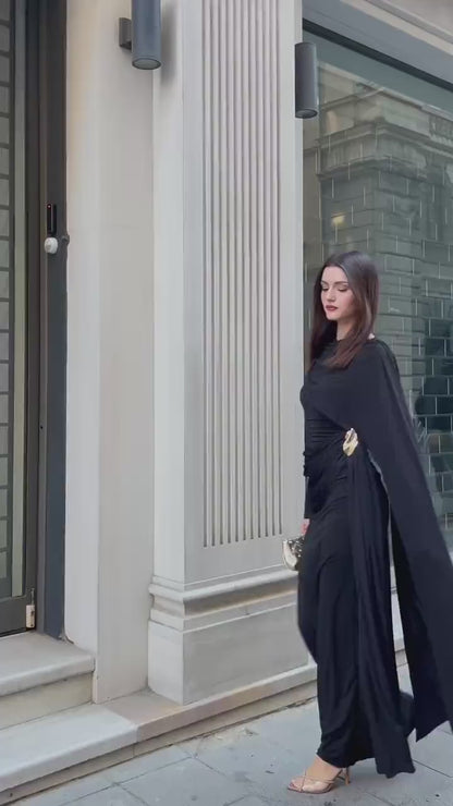 THE NOIR ROYALE DRAPED LYCRA GOWN