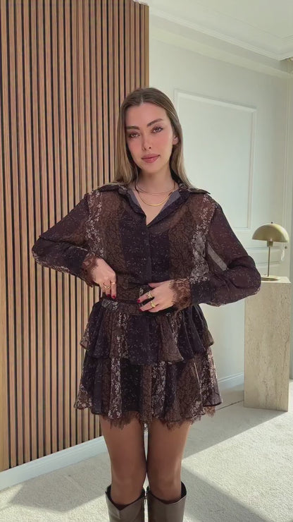 Belted Ethnic Heritage Chiffon Set