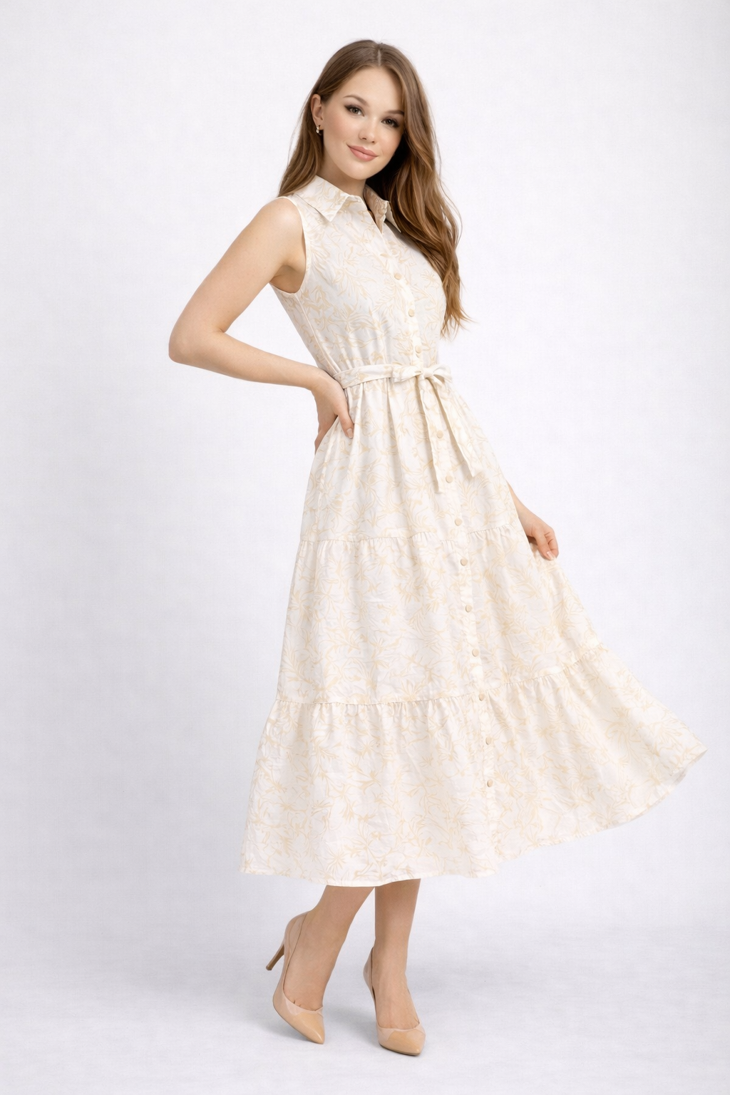 Elegant Embroidered Linen Maxi Dress