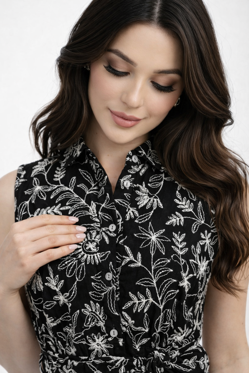 Elegant Embroidered Linen Maxi Dress