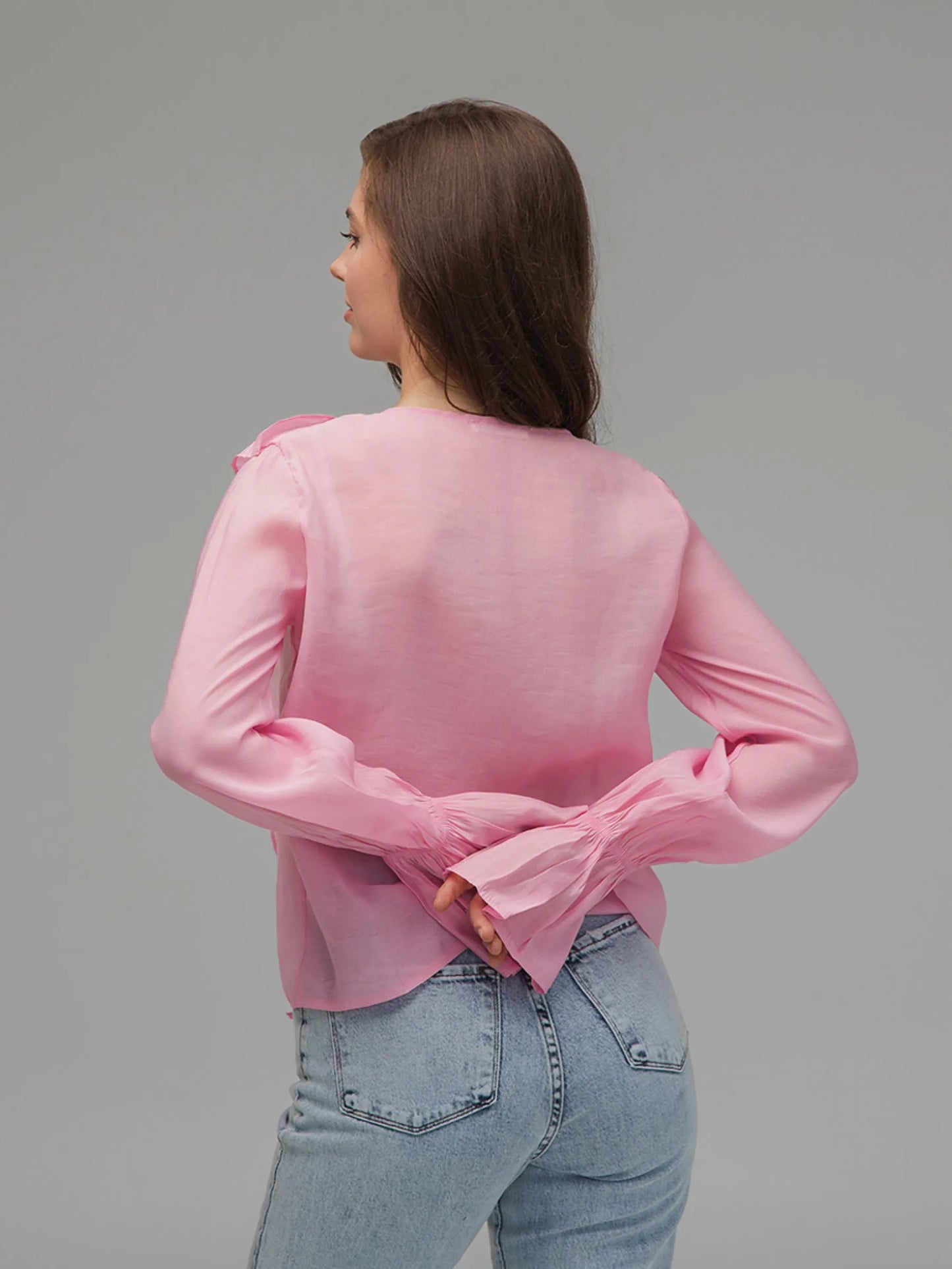 THE SHEER RUFFLE TIE BLOUSE